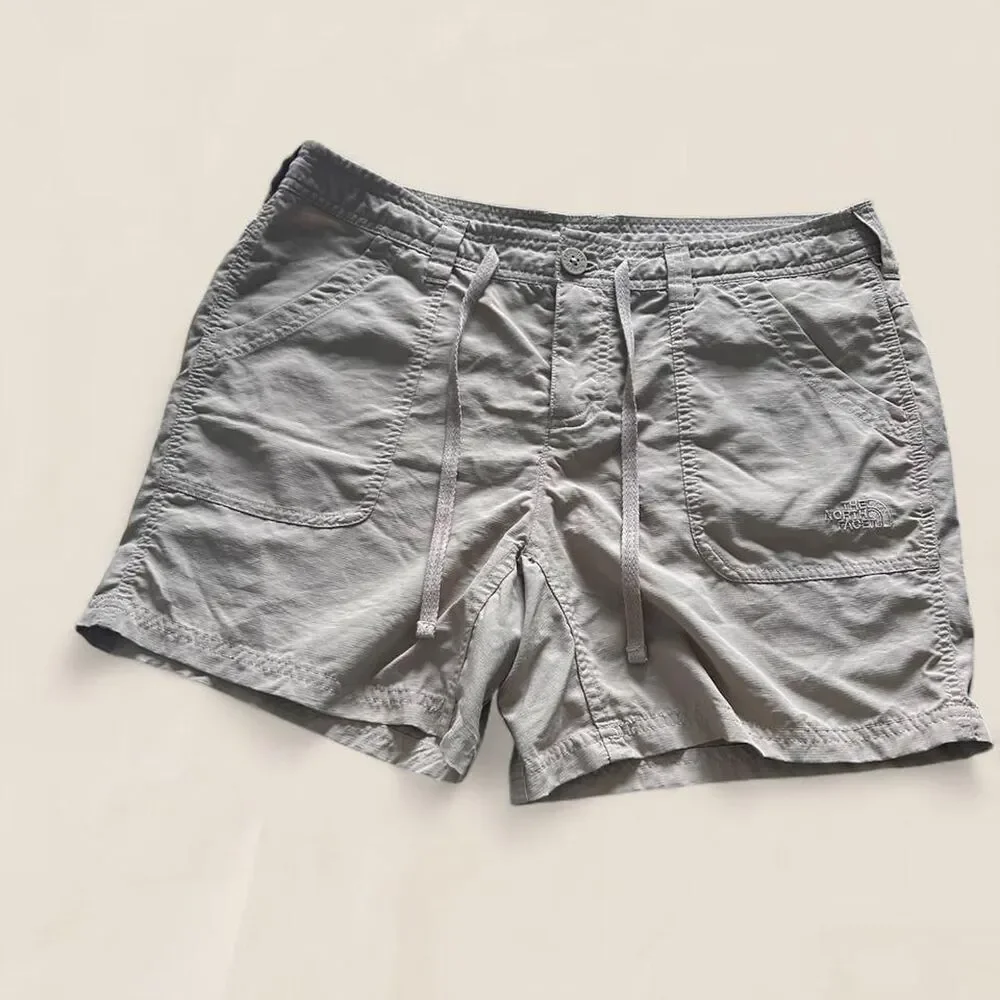 North Face khaki nylon tan drawstring shorts size 10 gorpcore granola